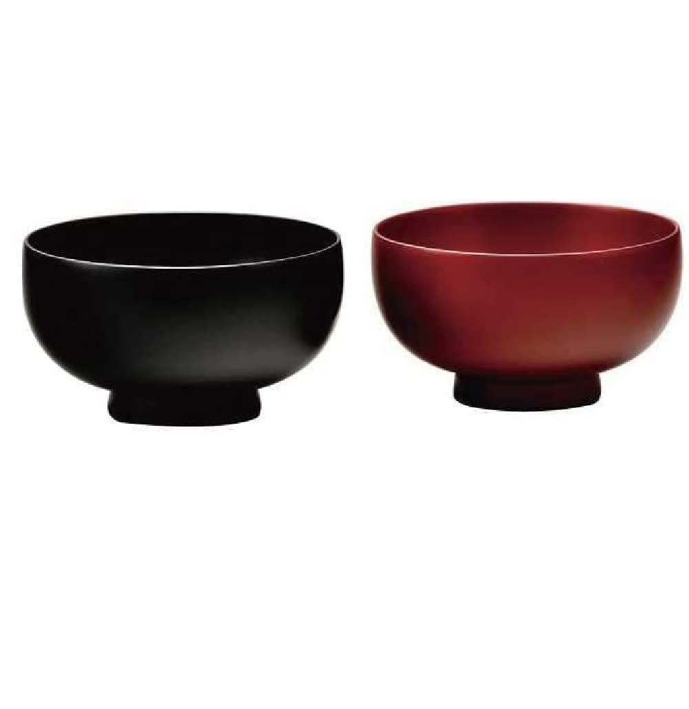Amazon.co.jp: 会津漆器 夫婦汁椀 溜・朱 4.0 布袋 ペア 夫婦椀 天然